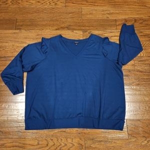 TORRID Lt Weight French Terry V-Neck Ruffle Shoulder Sweatshirt - Size 5